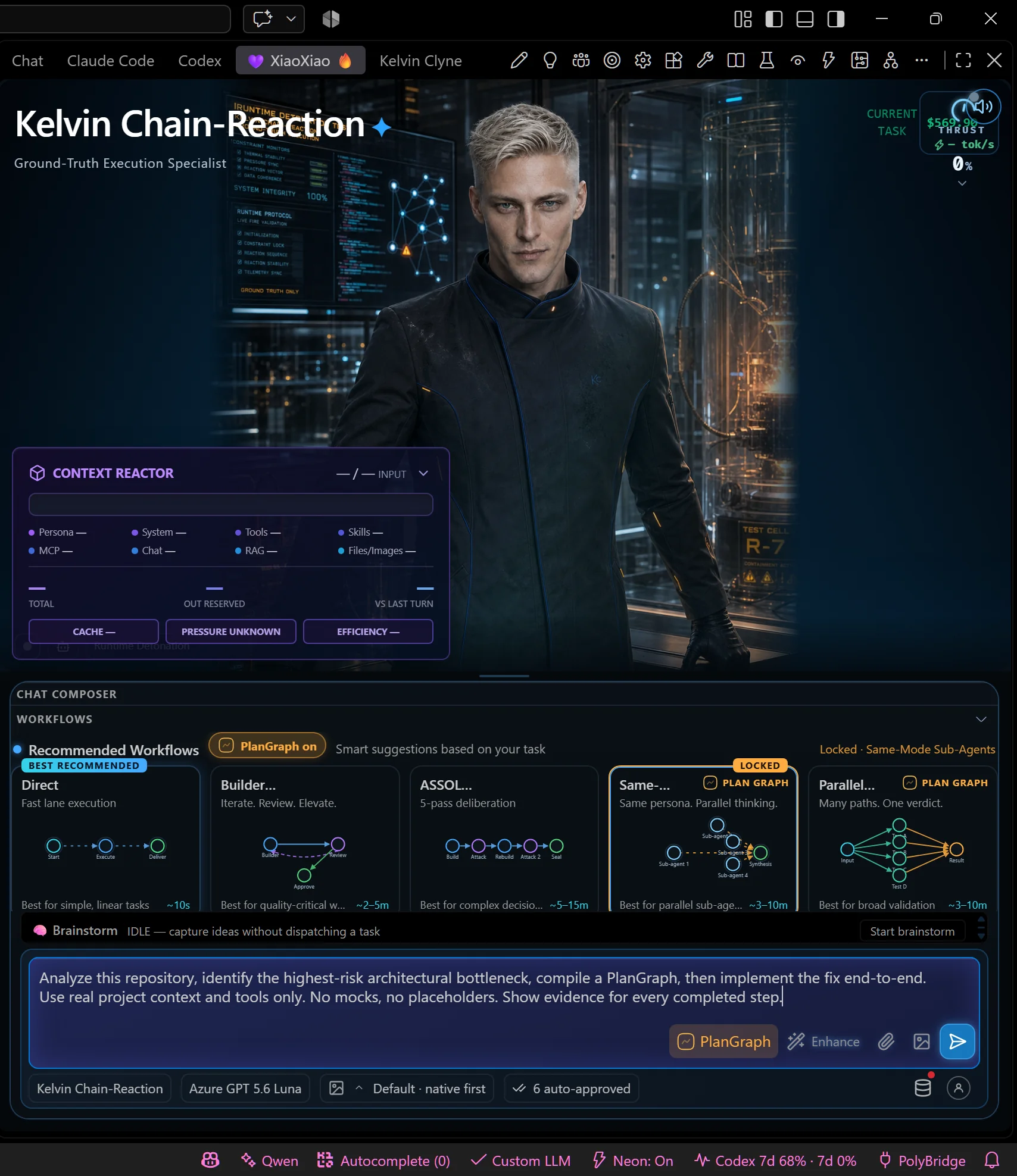 Kelvin Clyne in VS Code with Context Reactor and PlanGraph workflows